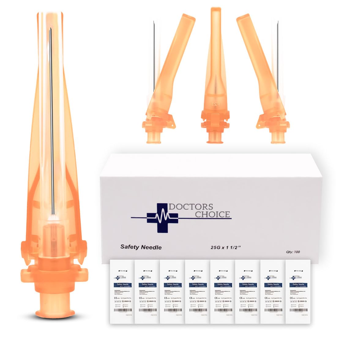 Amazon.com: Safety Needles Luer Lock Compatible (100, 25G x 1.5